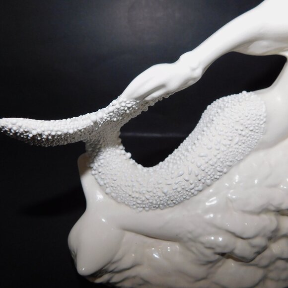 White Glazed Ceramic Mermaid Riding Dolphin Figurine Statue Home Decor - Picture 11 of 11